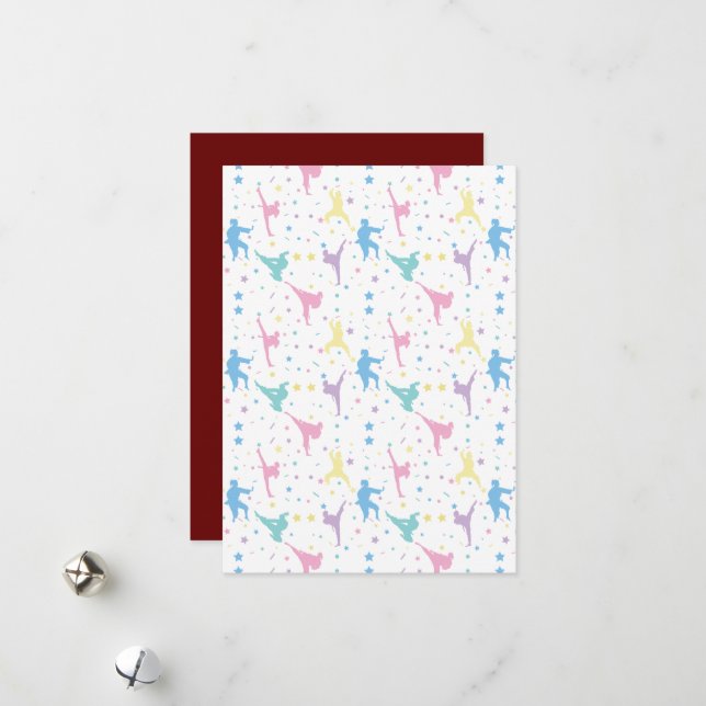 Cartes Pour Fêtes Annuelles Arts martiaux Karate Étoiles Abstraites Étincelles (Devant/Arrière en situation)