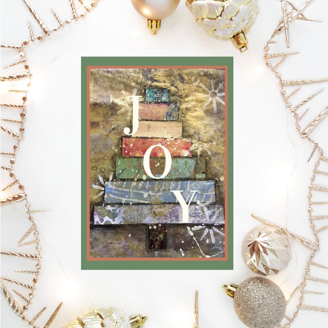 Cartes Pour Fêtes Annuelles Artsy Mixte Média Noël Arbre Joie (Créateur téléchargé)