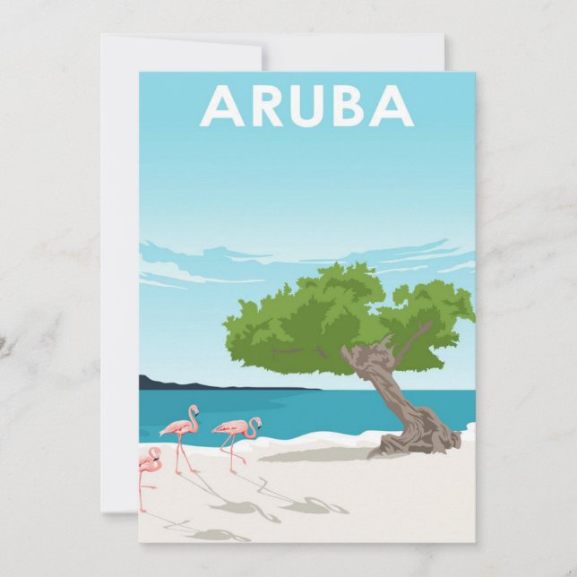 Cartes Pour Fêtes Annuelles Aruba Island Travel Poster (Devant)