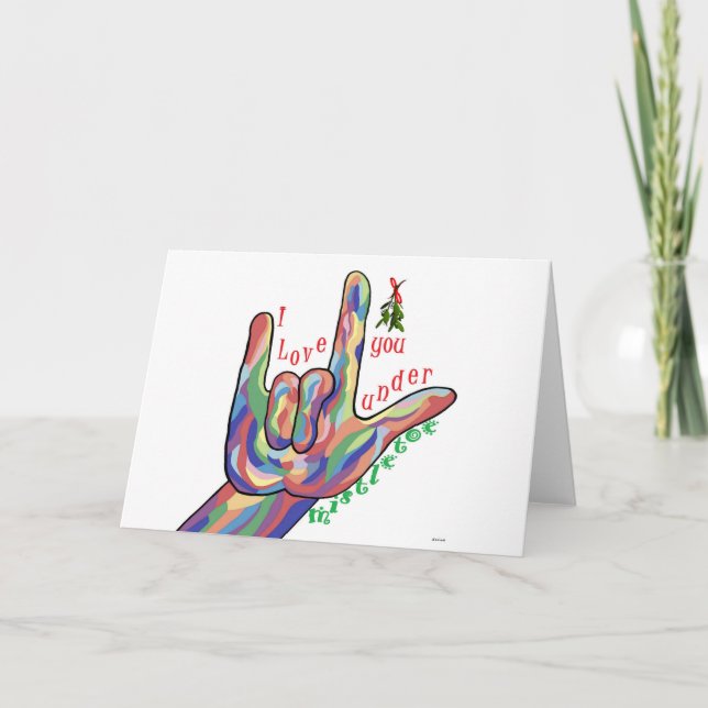 Cartes Pour Fêtes Annuelles ASL je t'aime sous le gui (Devant)