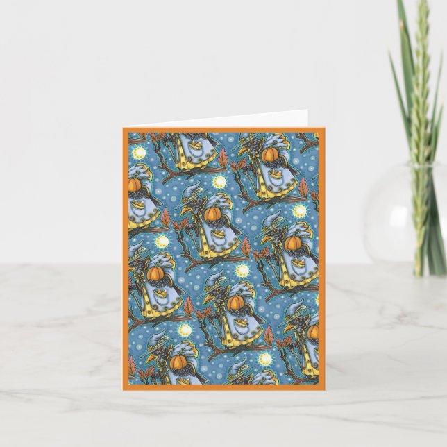 CARTES POUR FÊTES ANNUELLES ASSISTANT HALLOWEEN EVE BLACKBIRD, HALLOWEEN RAVEN (Devant)