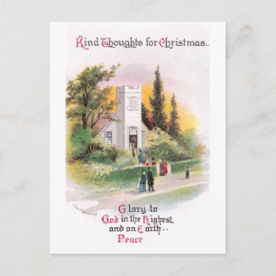 Cartes Pour Fêtes Annuelles Assister à l'église à Noël Vintage