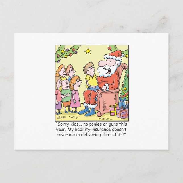 Cartes Pour Fêtes Annuelles Assurance-caricature de Noël pour le Père Noël (Devant)