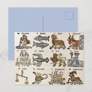 Cartes Pour Fêtes Annuelles Astrologie vintage Zodiac Signes Art