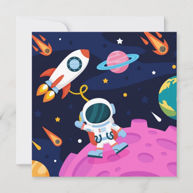 Cartes Pour Fêtes Annuelles Astronaute dans l'espace (Devant)