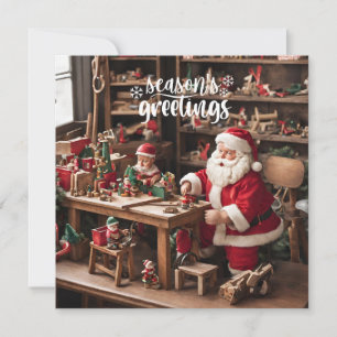 Cartes Pour Fêtes Annuelles Atelier de jouets de Noël père Noël