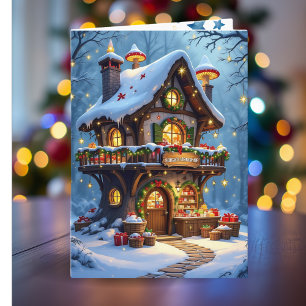 Cartes Pour Fêtes Annuelles Atelier de Père Noël Whimsical - Noël personnalisé