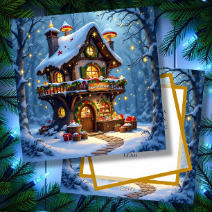 Cartes Pour Fêtes Annuelles Atelier de Père Noël Whimsical - Noël personnalisé
