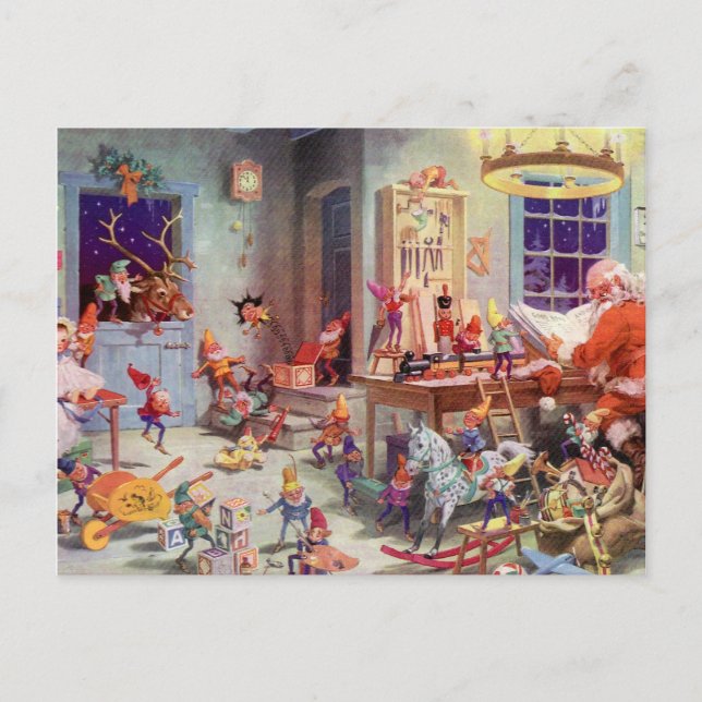 Cartes Pour Fêtes Annuelles Atelier de Santas (Devant)
