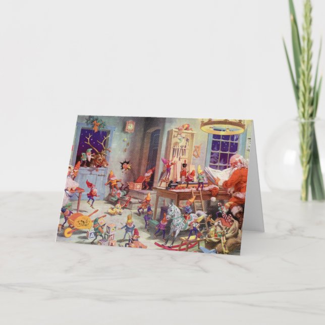 Cartes Pour Fêtes Annuelles Atelier de Santas (Devant)