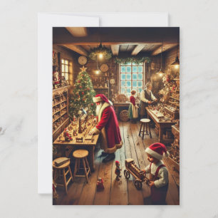 Cartes Pour Fêtes Annuelles Atelier magique père Noël