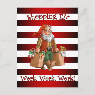 Cartes Pour Fêtes Annuelles Atelier père Noël ~Christmas Shopping Elf ~Holiday