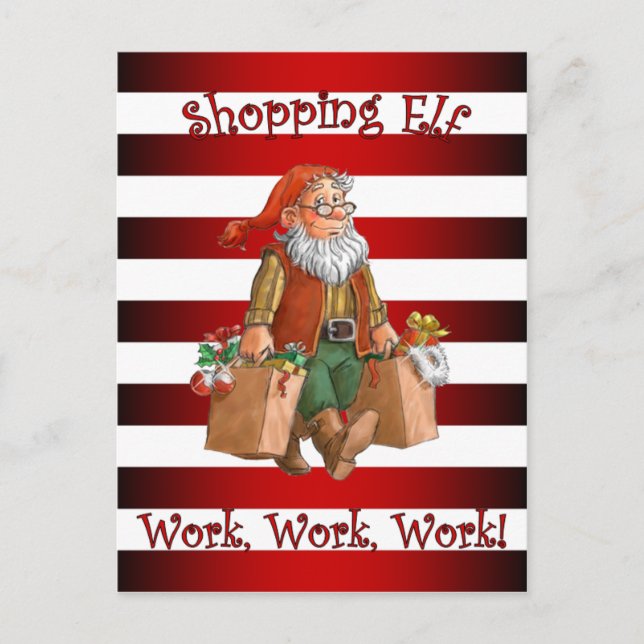 Cartes Pour Fêtes Annuelles Atelier père Noël ~Christmas Shopping Elf ~Holiday (Devant)