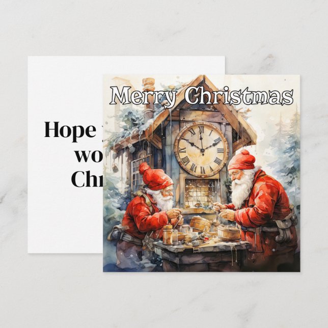 Cartes Pour Fêtes Annuelles Atelier père Noël | Joyeuses fêtes (Devant / Derrière)
