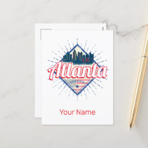 Cartes Pour Fêtes Annuelles Atlanta Georgia United States Retro Skyline