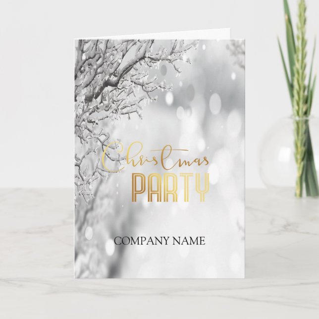 Cartes Pour Fêtes Annuelles Atmosphère festive neige hivernale or (Devant)