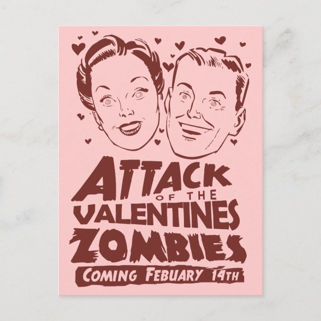 Cartes Pour Fêtes Annuelles Attaque des Valentines Zombies (Devant)