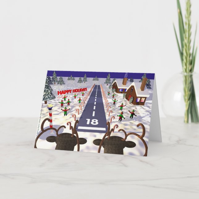 Cartes Pour Fêtes Annuelles Atterrissage de renne (Devant)