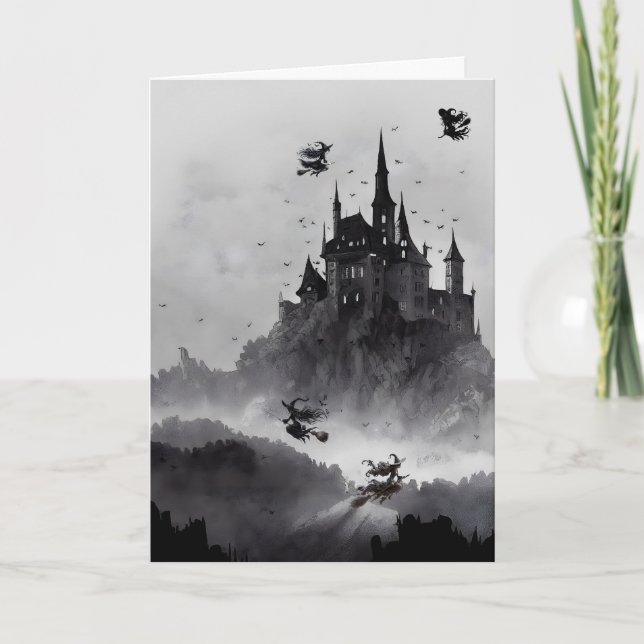 Cartes Pour Fêtes Annuelles Au château nous volons Halloween (Devant)
