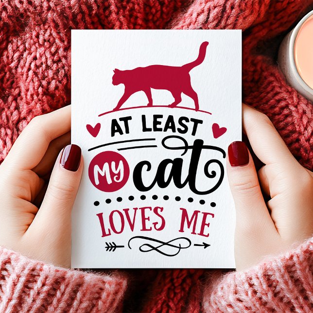Cartes Pour Fêtes Annuelles Au moins mon chat m'aime la Saint Valentin (Créateur téléchargé)