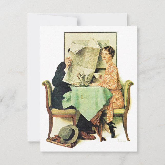 Cartes Pour Fêtes Annuelles Au Petit Déjeuner Table 1930 Norman Rockwell (Devant)