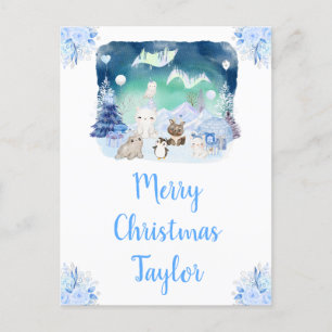 Cartes Pour Fêtes Annuelles Aurores Boréales Animaux Arctiques Joyeux Noël
