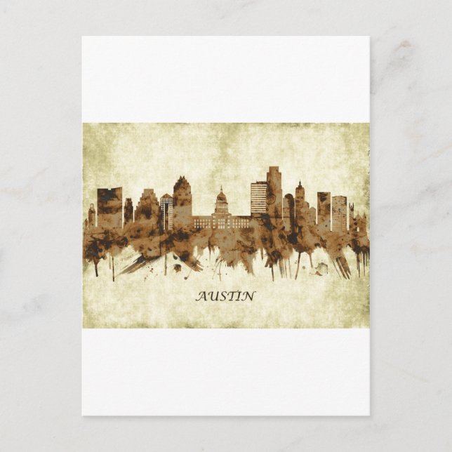 Cartes Pour Fêtes Annuelles Austin Texas Cityscape (Devant)
