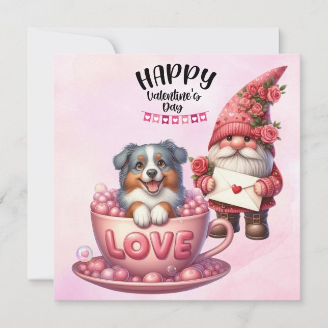 Cartes Pour Fêtes Annuelles Australian Shepherd. Chien chiot pour la Saint-Val (Devant)