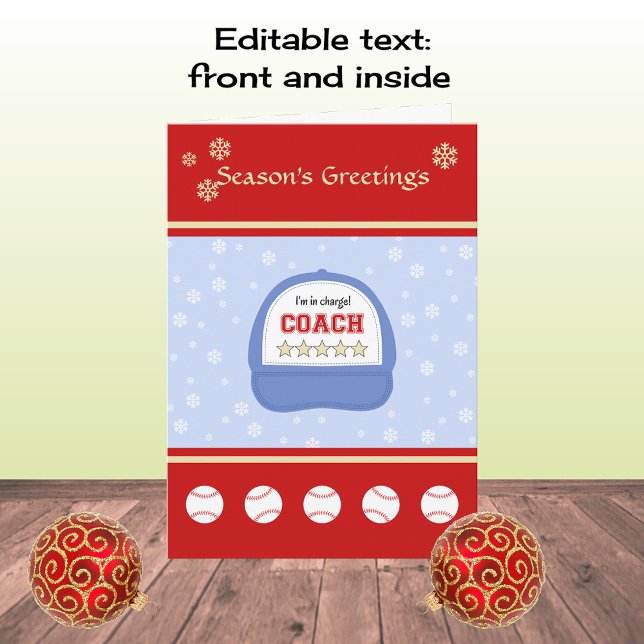 Cartes Pour Fêtes Annuelles Autocar de baseball Noël vacances accueil personna (Créateur téléchargé)