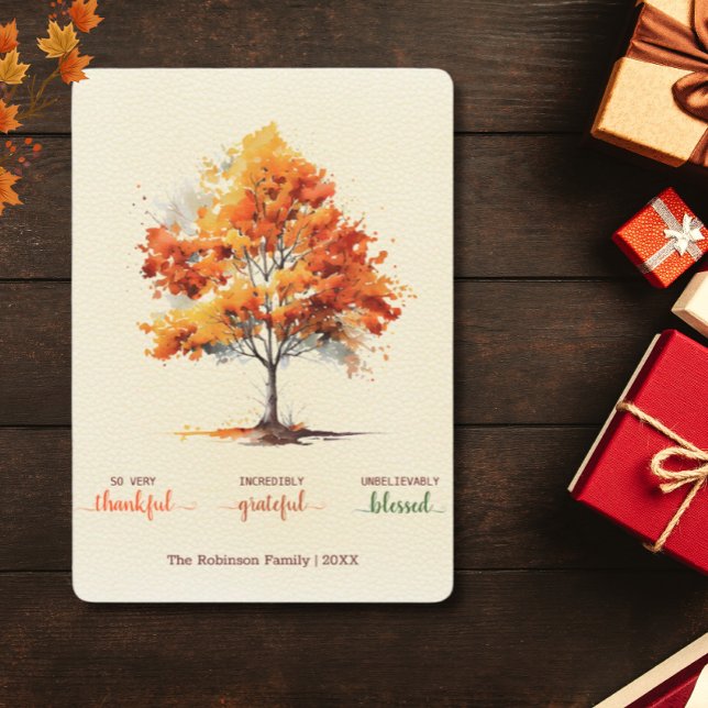 Cartes Pour Fêtes Annuelles Automne Bon thanksgiving d'arbre d'automne béni (Créateur téléchargé)