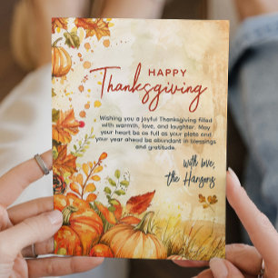 Cartes Pour Fêtes Annuelles Automne Citrouille et Feuille Thanksgiving