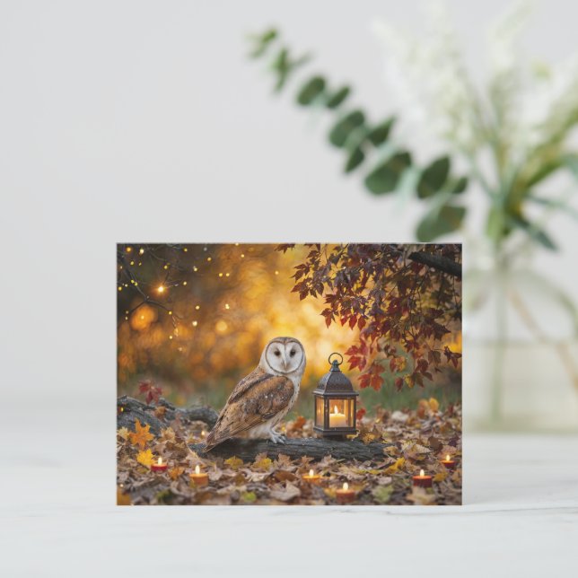 Cartes Pour Fêtes Annuelles Automne Équinoxe de l'automne Chouette mystique et (Debout devant)