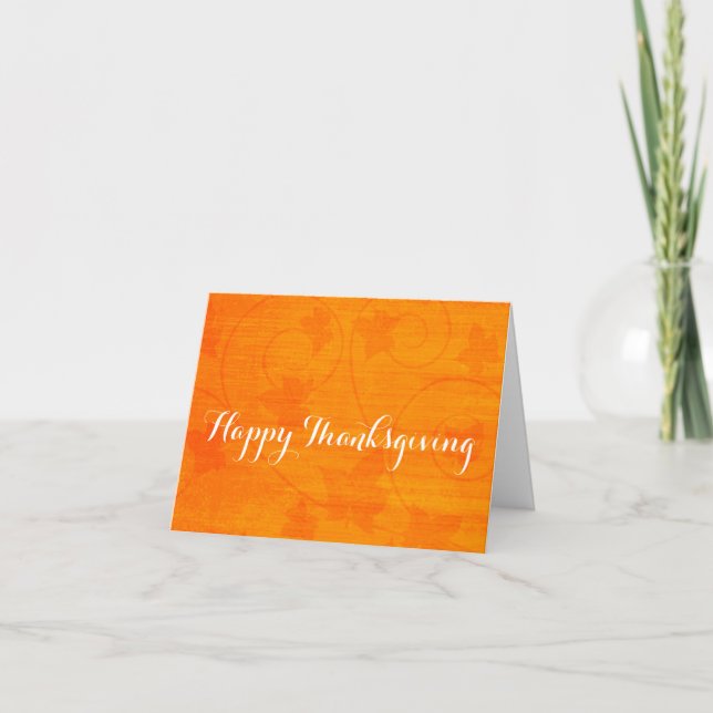 Cartes Pour Fêtes Annuelles Automne Feuilles de l'automne Thanksgiving Orange  (Devant)