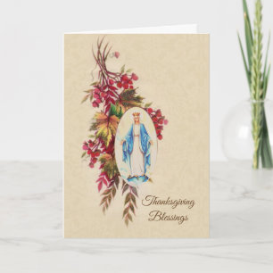 Cartes Pour Fêtes Annuelles Automne Feuilles Vierge Mère Marie Thanksgiving