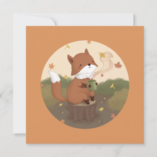 Cartes Pour Fêtes Annuelles Automne magnifique : Fox (Devant)