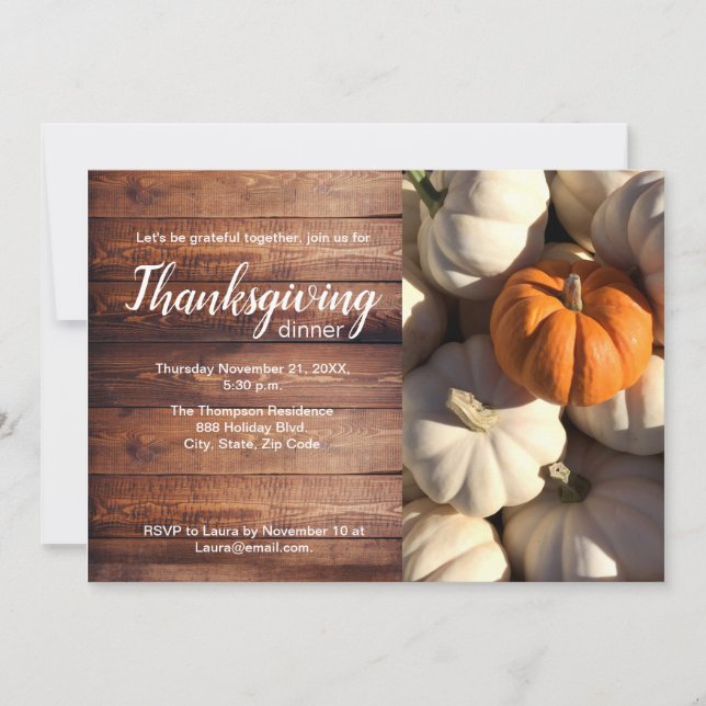 Cartes Pour Fêtes Annuelles Automne Script moderne Thanksgiving Dîner (Devant)