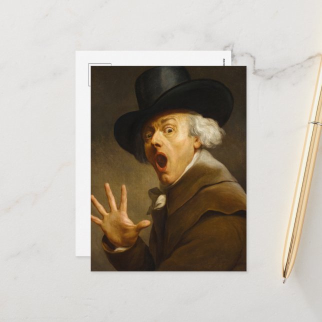 Cartes Pour Fêtes Annuelles Autoportrait, La surprise de Joseph Ducreux (Devant/Arrière en situation)