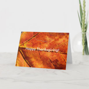 Cartes Pour Fêtes Annuelles Autumn Leaf Macro Photo, Happy Thanksgiving !