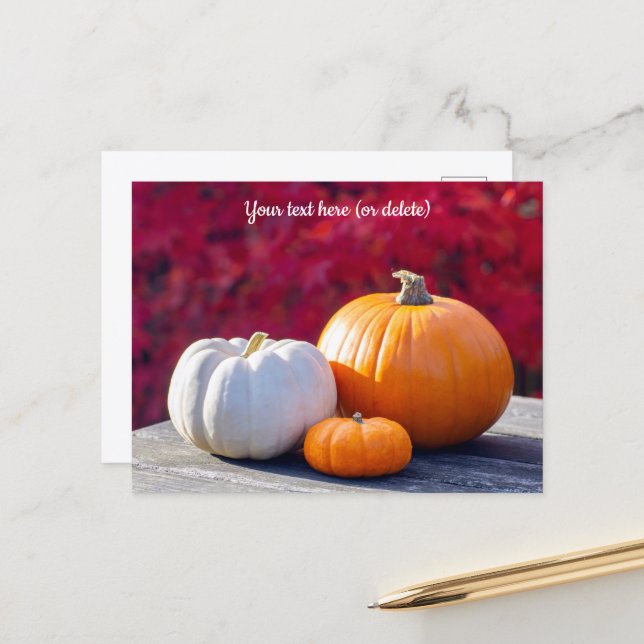 Cartes Pour Fêtes Annuelles Autumn Pumpkins Holiday Postcard (Devant/Arrière en situation)