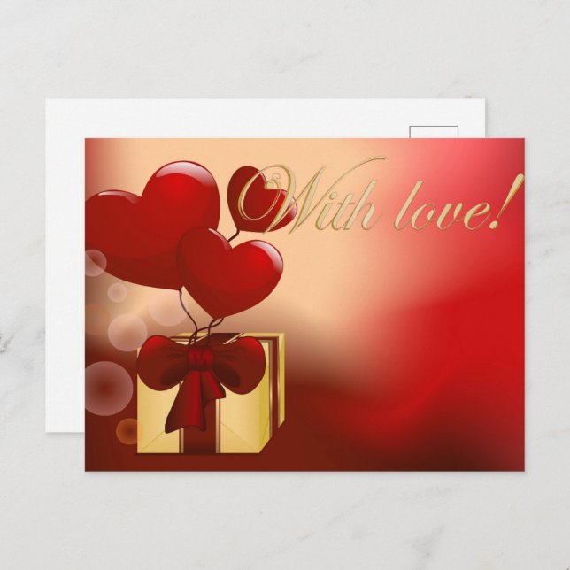 Cartes Pour Fêtes Annuelles Avec amour, Saint Valentin (Devant / Derrière)