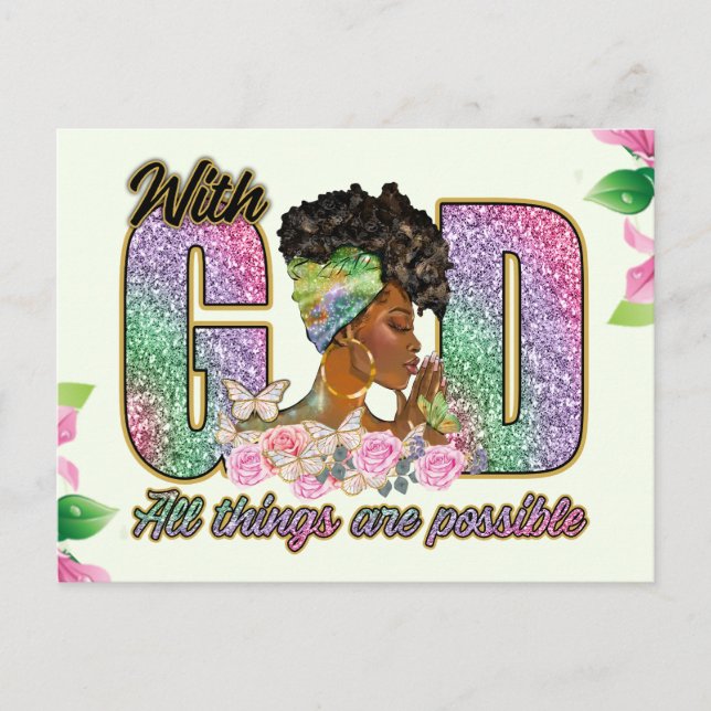 Cartes Pour Fêtes Annuelles Avec Dieu toutes les choses sont possibles, mélani (Devant)