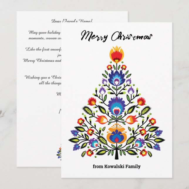 Cartes Pour Fêtes Annuelles Avec le texte Wycinanki Wonderland Noël (Devant / Derrière)