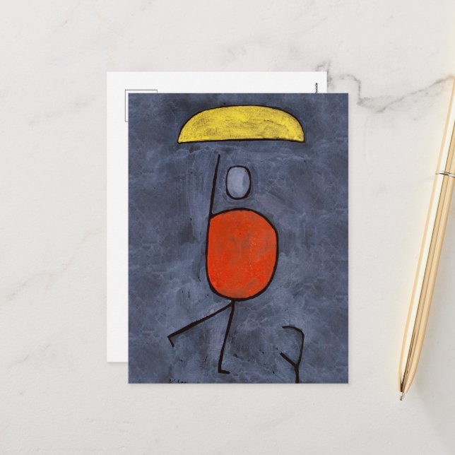 Cartes Pour Fêtes Annuelles Avec parapluie par Paul Klee (Devant/Arrière en situation)