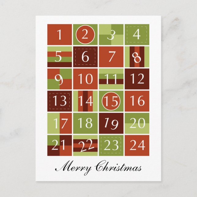 Cartes Pour Fêtes Annuelles Avent Calendar (Devant)