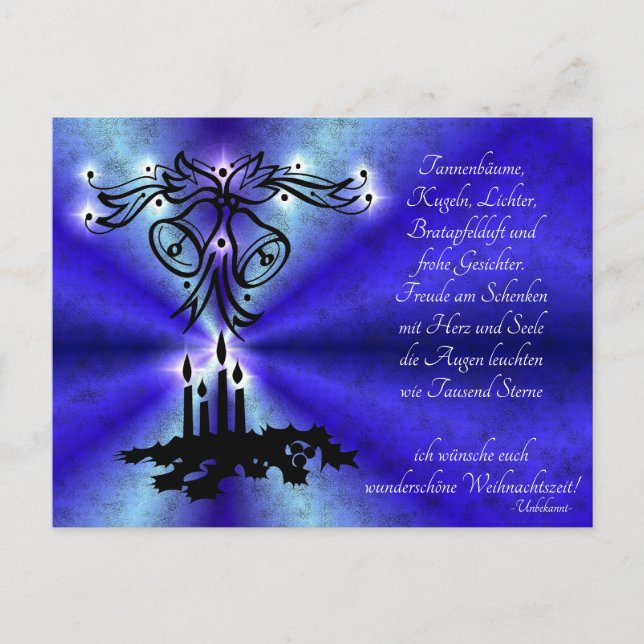 Cartes Pour Fêtes Annuelles Avent, Weihnachten, Gedicht auf Deutsch (Devant)