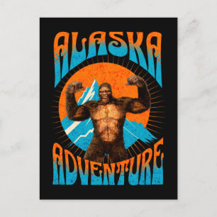 Cartes Pour Fêtes Annuelles Aventure rétro Sasquatch de montagne en Alaska