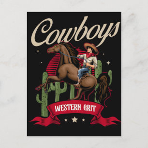 Cartes Pour Fêtes Annuelles Aventures de Cowboy Western Americana Déchaînées