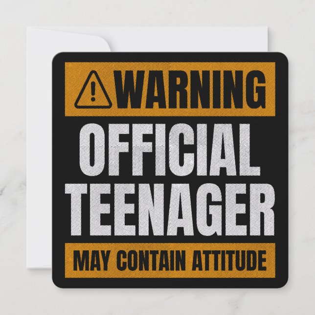 Cartes Pour Fêtes Annuelles Avertissement L'Adolescent Officiel Contient Une A (Devant)