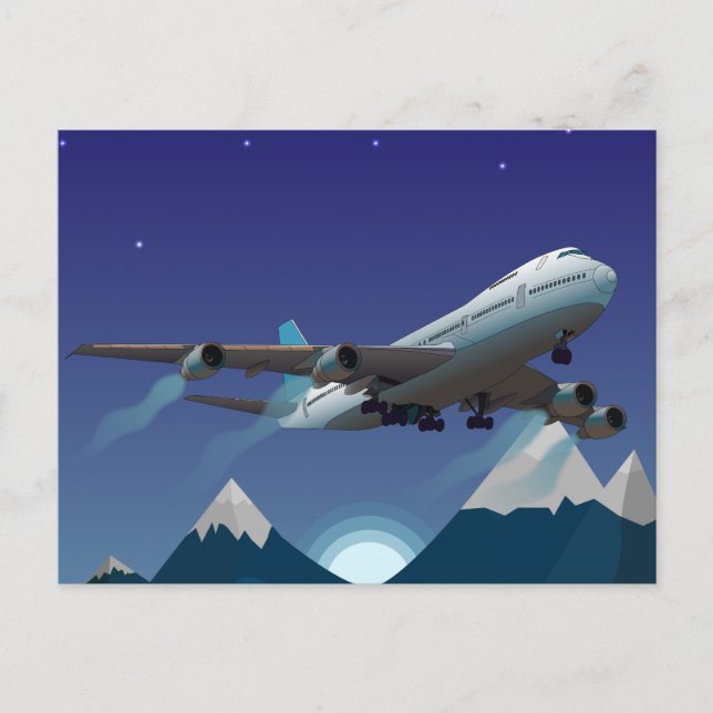Cartes Pour Fêtes Annuelles Avion. Jumbo jet. (Devant)