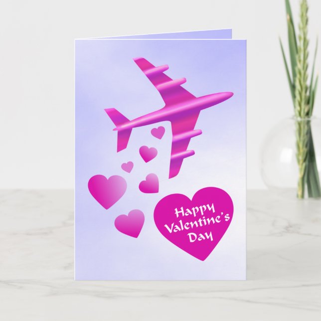 Cartes Pour Fêtes Annuelles Avion rose Valentine (Devant)